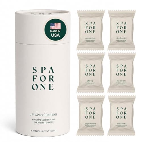 Image of Spa For One Shower Steamers Aromatherapy 6 Pack - Made in USA with Natural Essential Oils for Galentines and Valentines Day, Birthday Gifts for Women and Men - Self Care Variety Pack