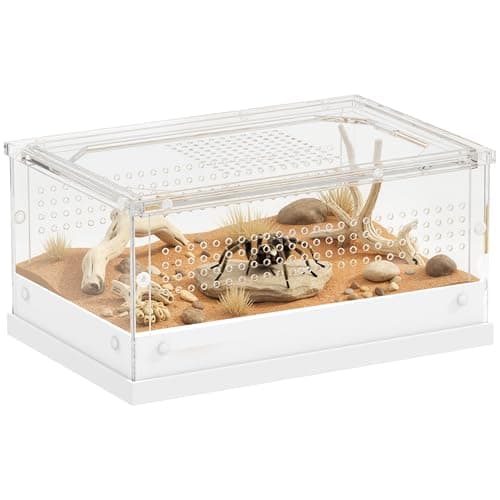 Image of PawHut Reptile Terrarium, 30 x 20 x 15cm Vivarium with Top Sliding Door, 360° Acrylic Reptile Tank Breeding Box with Vents, for Snake, Frog, Spider, Gecko, Tarantula, Stick Insect, Praying Mantis