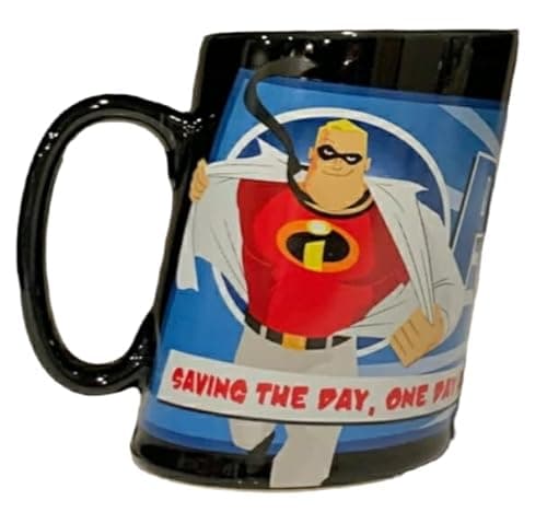 Image of Disney Store Pixar Mr Incredible 'Saving The Day, One Day at a Time' Large Slanted Mug