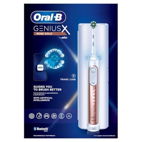 Image of Oral-B Genius X Electric Toothbrush with Rechargeable Handle with Artificial Intelligence and 1 Replacement Head, Pink