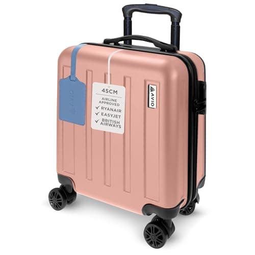 Image of AVIO Jett 45cm Cabin Suitcase – Lightweight Hard Shell Carry On Luggage with 4 Spinner Wheels, Telescopic Handle & 3-Digit Lock – Airline Approved Cabin Bag