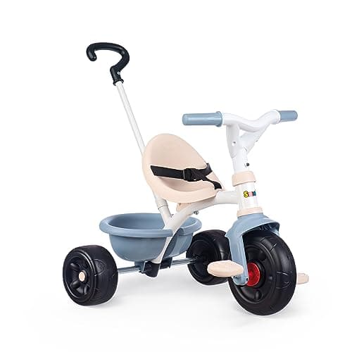 Image of Smoby - Be Fun Blue Tricycle - Adjustable and Removable Parental Cane Up to 95 Cms - Safety Belt - From 15 Months - Made in Spain