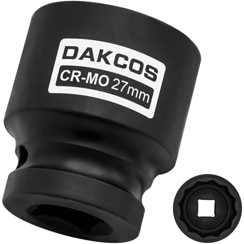 Image of DAKCOS 1/2" Drive 27mm Socket 12 Ponit Impact Wrench Socket Drive Shaft Tool Power, CR-MO