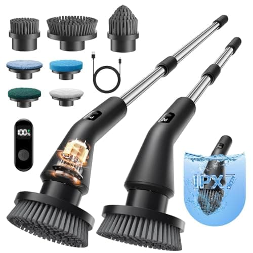 Image of Leebein Electric Spin Scrubber, 2026 Upgraded Electric Cleaning Brush, IPX7 Waterproof Shower Scrubber with 7 Brush Heads, Extendable Long Handle and 2 Speeds Scrubber for Bathroom Floor Kitchen