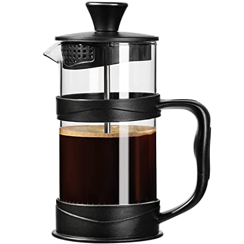Image of ParaCity French Press Coffee/Tea Maker, Camping Mini Cafetiere of 304 Stainless Steel Multi-Filter and Heat Resistant Glass, Cold Brew Coffee Press 12OZ for Travel& Home Gift(Black)