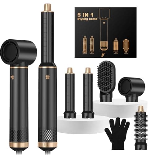 Image of Airbrush Hair Styler, Air Brush 5 in 1 with Curl Straighten, Volumise, Smooth and Drying for Styling, Airbrush 5 in 1 Hot Air Styler for All Hair Type/Length