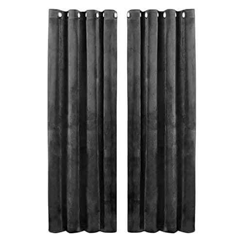 Image of Hafaa Grey Blackout Curtains for Bedroom and Living Room – 66” wide x 54” drop Crushed Velvet Thermal Insulated Curtains – Eyelet Room Darkening Curtains with 2 Tie Backs (168cm x 137cm)