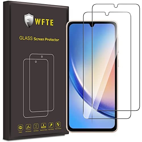 Image of WFTE [2-Pack Screen Protector for Samsung Galaxy A34 5G,Anti-Scratch,High Transparency,Anti-fingerprint,Bubble-Free,Dust-Free Premium Screen Protector Tempered Glass For Samsung Galaxy A34 5G