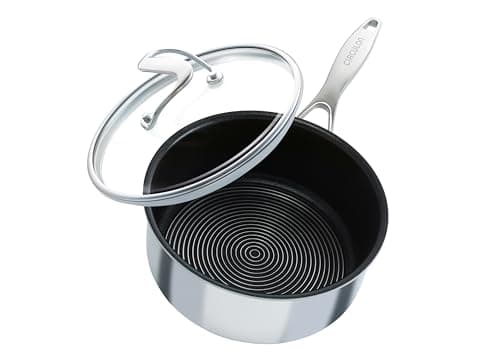 Image of Circulon SteelShield C Series Stainless Steel Saucepan 18cm / 1.9L - Induction Saucepan with Lid with Hybrid Non Stick, Metal Utensil Safe & Dishwasher Safe Cookware