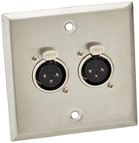 Image of PRO SIGNAL AV Wall Plate – Dual 3-Pin Female XLR Sockets, Stainless Steel Multimedia Wallplate – PSG08155