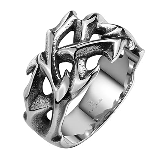 Image of Vintage Hollow Out Design Stainless Steel Thorns Men's Ring Couple Rings For Men Women Cool Nordic Viking Jewelry Gift