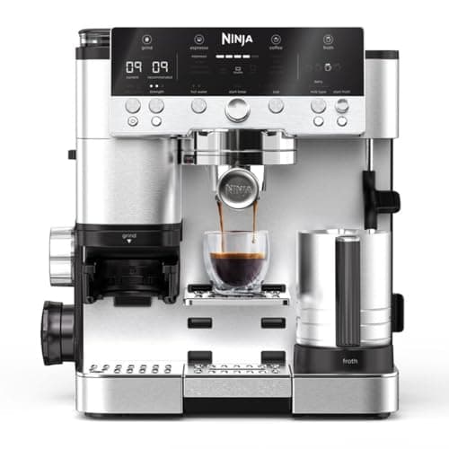 Image of Ninja Luxe Premier 3-in-1 Coffee Machine, Latte, Cappuccino, Cold Brew & Espresso Maker With Built in Bean Grinder & Milk Frother, Easy to Use, 4 Automated Froth Presets, Silver, ES601UK