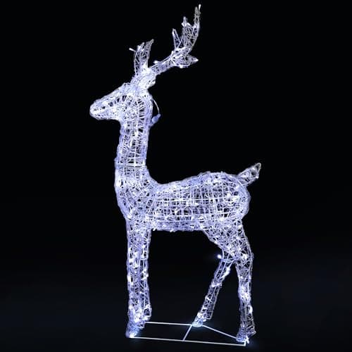 Image of VeryMerry Pre-lit Reindeer Stag, Extra Large 120cm with 240 LED Light Up Acrylic Figures Garden Christmas Decoration, Auto-Off Timer, Suitable for Indoor and Outdoor use