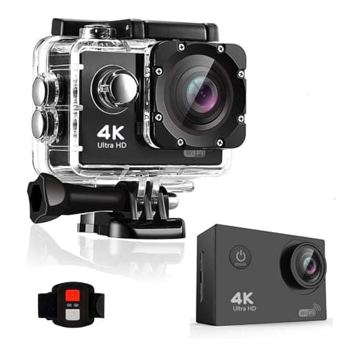 Image of BSLVWG 4K Action Camera 20MP WiFi 30M Waterproof Sports Camera Underwater Camera for Vlog With Ultra HD 170°Wide-Angle 2.4G Remote Control Anti-Shake 2.0'' LCD Screen with Accessories Kit (Black)