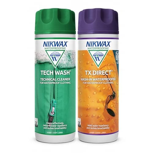 Image of Nikwax Tech Wash & TX.Direct Twin Pack – Wash-In Cleaner and Waterproofer for Waterproof Outdoor Clothing, Restores Breathability and Performance, 2 x 300ml