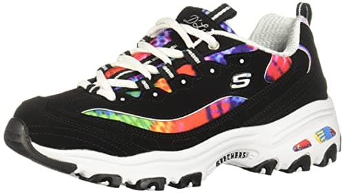 Image of Skechers Women's D'lites Summer Fiesta Trainers, Black Black Trubuck Multi Mesh White Trim Bkmt, 3 UK