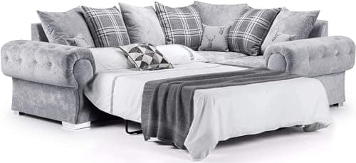 Image of Verona Scatter Back Sofa Bed - Grey - Right Hand Facing Corner - Fabric (Right Hand Facing Corner Sofabed,Grey)