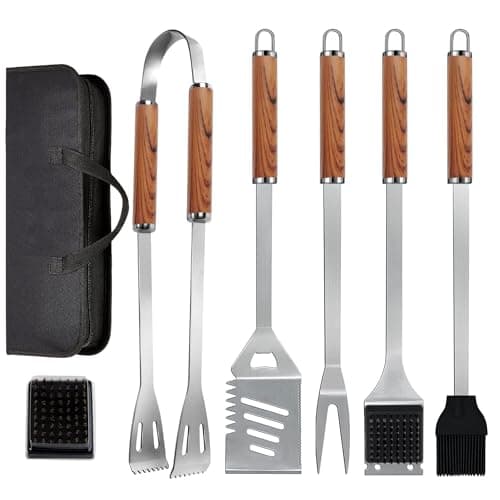 Image of KALAHOL 7-in-1 BBQ Tools Set Extra Thick Stainless Steel Grill Tool Set with Storage Bag, Premium Complete Outdoor BBQ Utensils Set Professional Barbecue Accessories BBQ Kit for Men and Women Gift