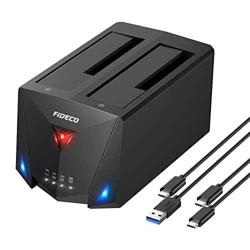 Image of FIDECO Hard Drive Docking Station, USB 3.2 Gen 1 Hard Drive Reader for 2.5 and 3.5 inch SATA HDD SSD, Dual Bay Hard Drive Dock with Type C Port, Support Offline Clone