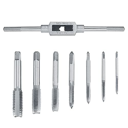 Image of 8 Pcs Tap Wrench Set, Adjustable Reamer Thread Tap Metric Set, Metal Thread Insert Machine Ratcheting Screw for Tapping, M3/M4/ M5/M6/M8/M10/M12