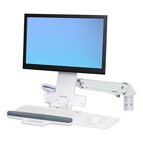 Image of Ergotron Sit-Stand Combo Arm - Wall Mount for LCD Screen/Keyboard/Mouse/Barcode Reader - Aluminium Plastic - White - Screen Size: up to 24 Inches