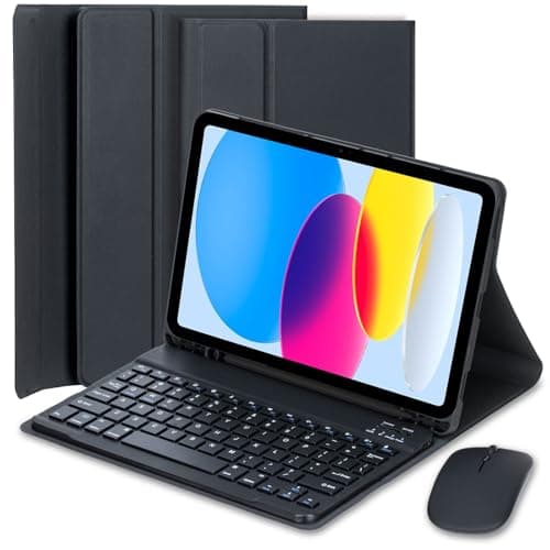 Image of EHLCYS Keyboard Case for Huawei Honor Pad 9 12.1-inch Tablet, Magnetic Detachable Wireless Bluetooth Keyboard, Ultra-thin PU Folio Stand Case with Mouse,Black
