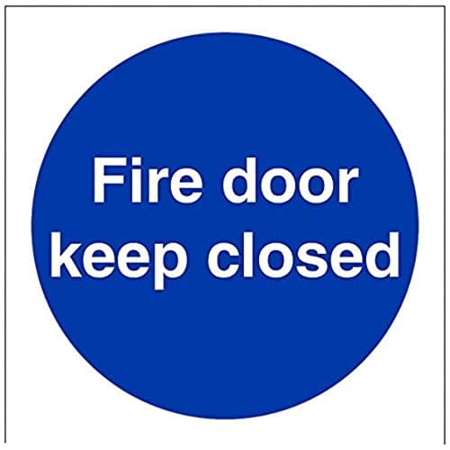 Image of V Safety Fire Door Keep Closed Sign - 100mm x 100mm - 1mm Rigid Plastic