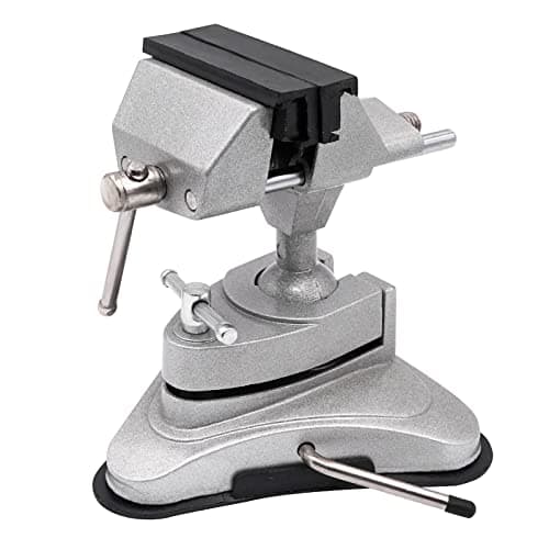 Image of BREUAILY Portable Table Top Vice Clamp Aluminum Alloy Vise clamp with 360 Degrees Swiveling and Suction Base Universal Table Bench Vise for DIY Repairs, Modelling, Soldering, Lockpickin