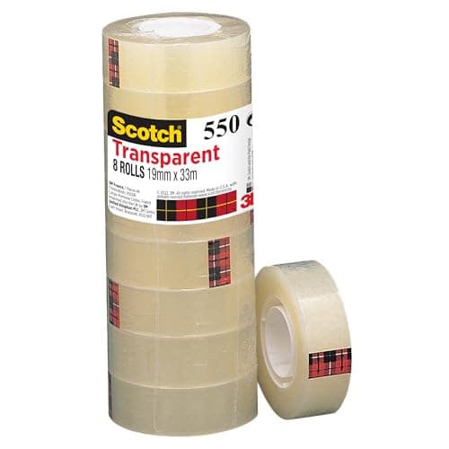 Image of Scotch Economy Transparent Tape 550-8 Rolls - 19 mm x 33 m - General Purpose Clear Tape for School, Home and Office