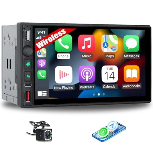 Image of Double Din Car Stereo Wireless CarPlay Android Auto Bluetooth FM/AM/RDS Radio 7 Inch HD 1024 * 600 Touch Screen Mirror Link 3 USB Type-C DSP RCA SWC + Backup Camera Mic