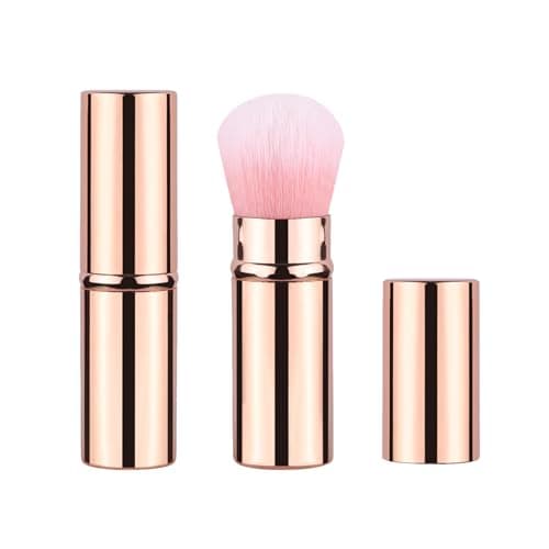 Image of Xinpinzhou Gold Retractable Makeup Brush, Retractable Blush Blusher Face Powder Kabuki Foundation Brush for Cheeks