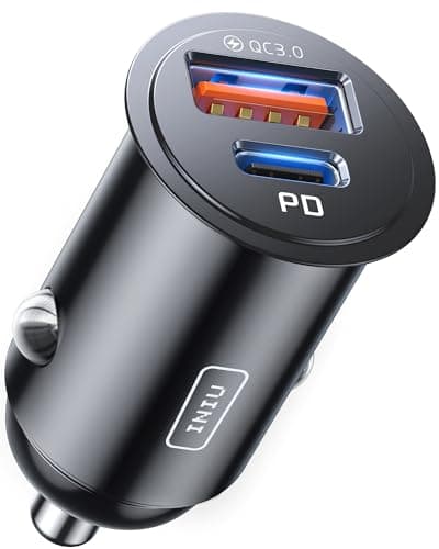 Image of INIU Car Charger, Cigarette Lighter USB Charger Total 60W [USB C 30W+USB A 30W] 12V USB Socket, PD3.0 Fast Charge Car Phone Charger Metal Adapter for iPhone 17 16 15 14 13 Pro Max iPad Samsung Google