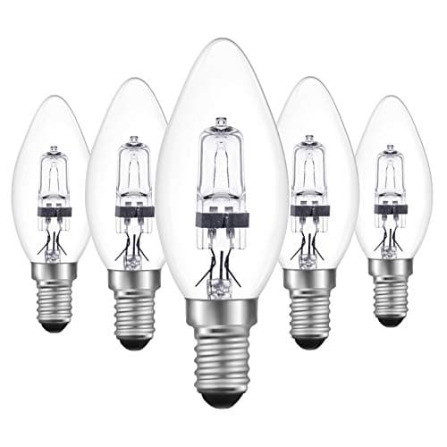 Image of DoRight Halogen Bulbs E14 18W Glass Vintage Candle Light Bulbs Dimmable Warm White 2700K C35 Candle Lamp Small Edison Screw Bulb Transparent Cover Shell for Chandelier, 5pcs