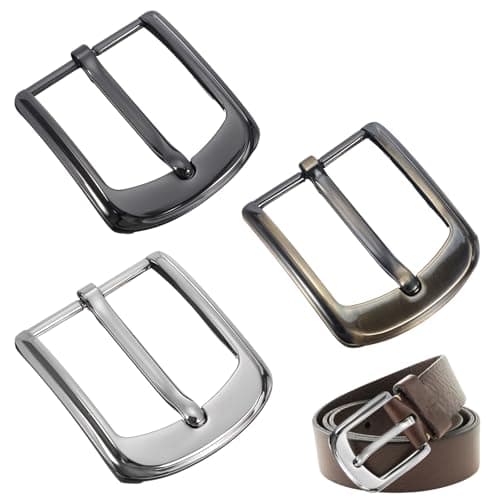 Image of Larrel 3PCS Classic Metal Belt Buckles, Single Prong Square Replacement Belt Buckle, Classic Belt-Buckles Set for Women and Men (Silver, Gray, Bronze)
