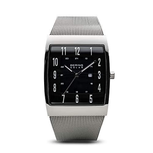 Image of BERING Men Analog Solar Collection Watch with stainless steel Strap and Sapphire Crystal 16433-002, Silver, 33 mm