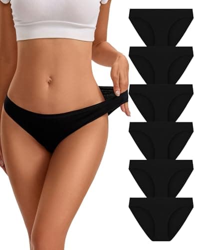 Image of INNERSY High Leg Knickers for Women Cotton Underwear Black Bikini Briefs Ladies Pants 6 Pack (14, 6 Classic Black)