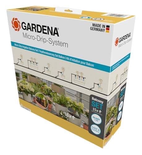 Image of Gardena Micro-Drip-System Drip Irrigation Set Balcony (15 plants): Starter set, ready to use, water-saving irrigation system, simple & flexible connection technology (13401-20)
