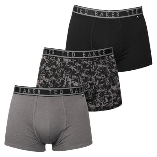 Image of Ted Baker Mens 3-Pack Boxer Briefs - Black/Black Acolin/Grey - L