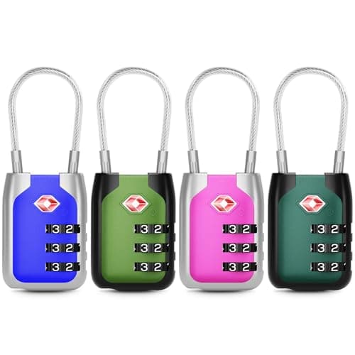 Image of Joyway TSA Approved Luggage Lock, 3 Digit Combination Cable Lock with Alloy Body, Travel Combination Locks for Suitcases, Backpack and Golf Bag (Multicolor, 4Pack)