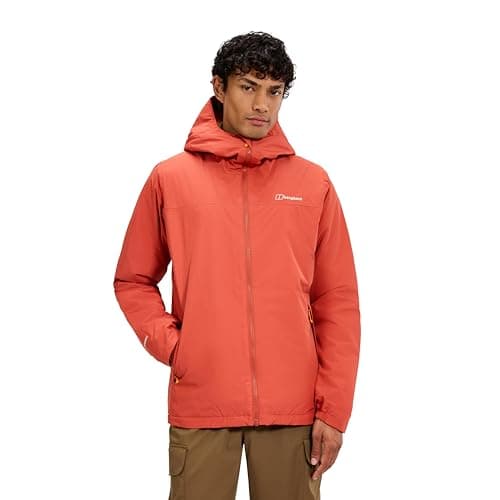 Image of Berghaus Men's Deluge Pro Waterproof Insulated Jacket | Adjustable | Durable Coat | Rain Protection Waterproof Jacket, Orange, L