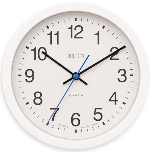 Image of Acctim Bromham Non Ticking Sweep Seconds Hand Wall Clock 20cm Diameter (White)
