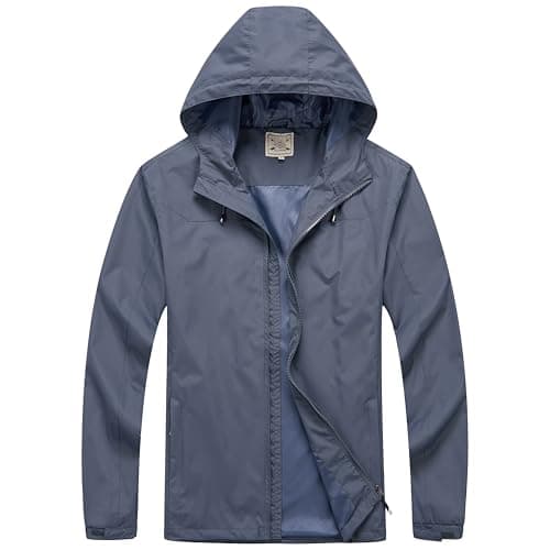 Image of Blu Apparel Mens Waterproof Rain Jacket Premium Branded Walking Hiking Everyday wear Jacket Windproof (UK, Alpha, XL, Regular, Regular, Grey)