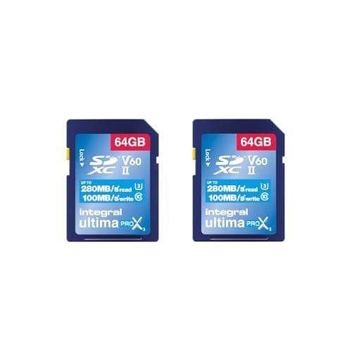 Image of Integral 64GB 2-Pack UHS-II SD Card V60 Up to 280MB/s Read and 100MB/s Write 1733X SDXC Professional Memory Card