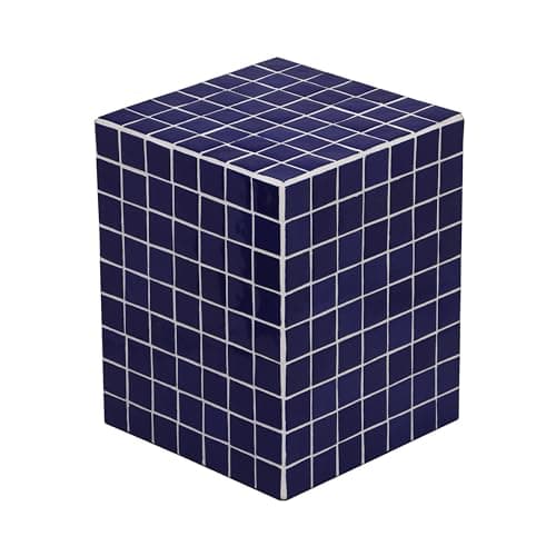 Image of JONATHAN Y END2000D Callista 18" Modern Bohemian Ceramic Tiled Rectangle End Table, Side Table, Accent Table for Living Room, Bedroom, Navy/White
