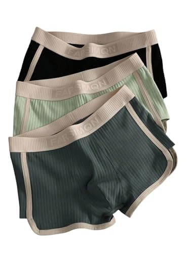 Image of GORGLITTER Mens Boxers Shorts Multipack 3 Pack Mid Rise Colorblock Letter Graphic Trunks Ribbed Comfy Boxer Shorts Black Multicolor 3XL