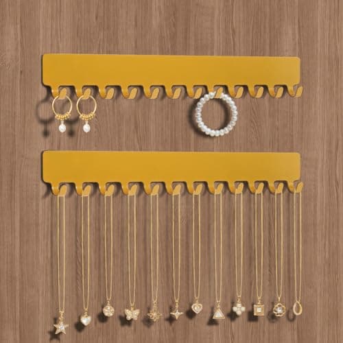 Image of HOTUT Wall Necklace Organizer Holder,2 Pack Wall Mount Jewelry Storage,Hanging Storage Necklaces Display Hanger,for Necklaces, Bracelets, Earrings, Accessories,Gift for Girls Women