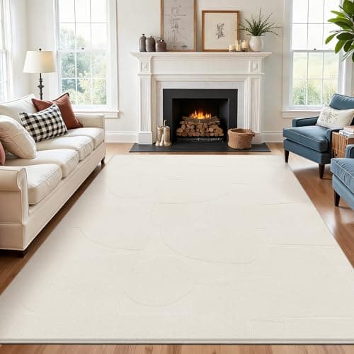 Image of SHACOS Living Room Rug Washable Area Rugs Soft Low Pile Rug Modern Floor Carpet Rugs for Bedroom Kids Room Home Decor, Cream, 80x150 cm
