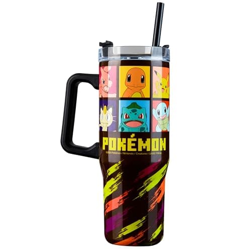 Image of Pokemon Insulated Tumbler Travel Mug 940ml/33oz Anime Water Bottle with Straw & Handle Thermal Double Wall Vacuum Insulation Drinks Cold Up to 17Hrs, Hot Up to 8Hrs, 45Hrs Ice