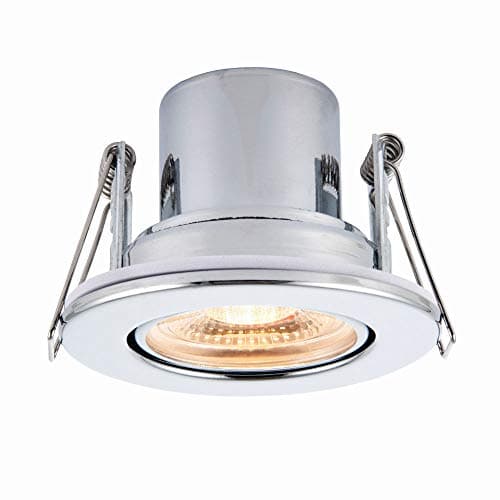 Image of National Lighting SHIELDECO Chrome Finish Adjustable Fire Rated Warm White LED Anti Glare Low Profile Ceiling Downlight Spotlight IP20 Rated for Living Rooms, Bedrooms, Hallways