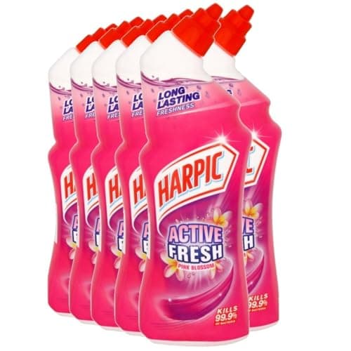 Image of Harrpic Active Fresh Pink Blossom, Toilet Cleaner Bleach Effective Germ Kill - 6x750ml Savers Pack